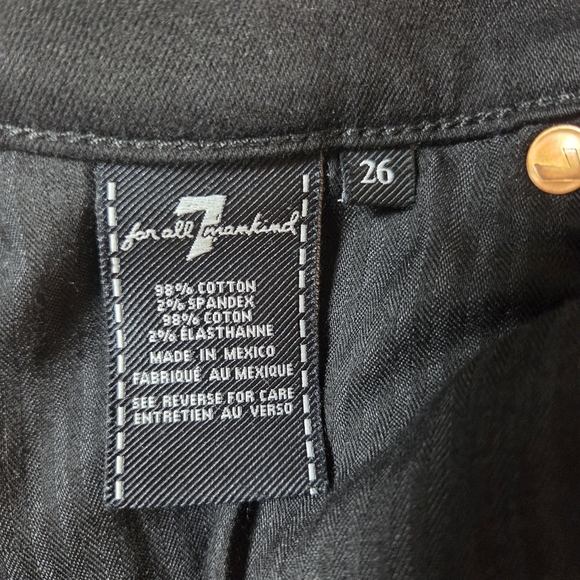 7 For All Mankind Black Ankle Cropped Distressed Jeans Size 26 - Picture 10 of 12